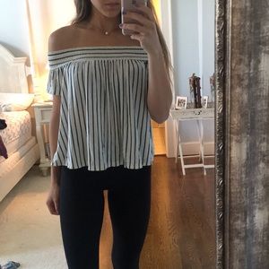 Striped off the shoulder american eagle top